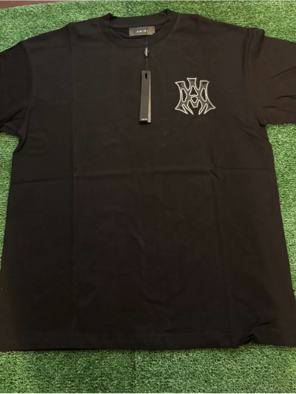 AMIRI Black Short-Sleeve Tee with Embroidered Chest Logo